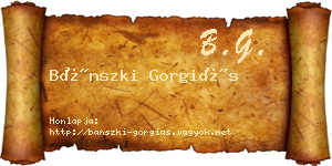 Bánszki Gorgiás névjegykártya